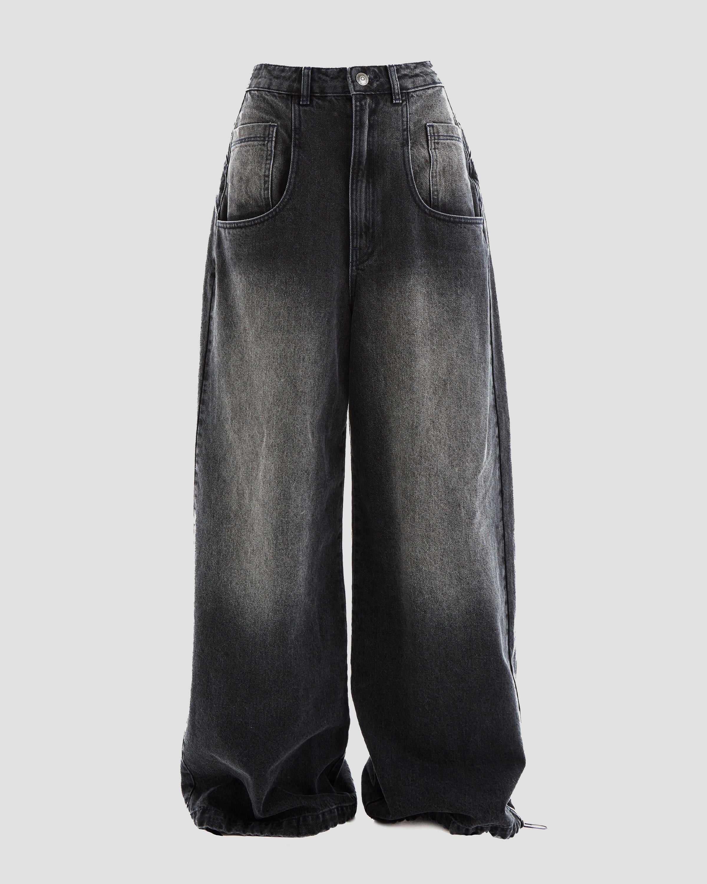 Phat Super Wide Leg Jeans in Dark Grey Wash